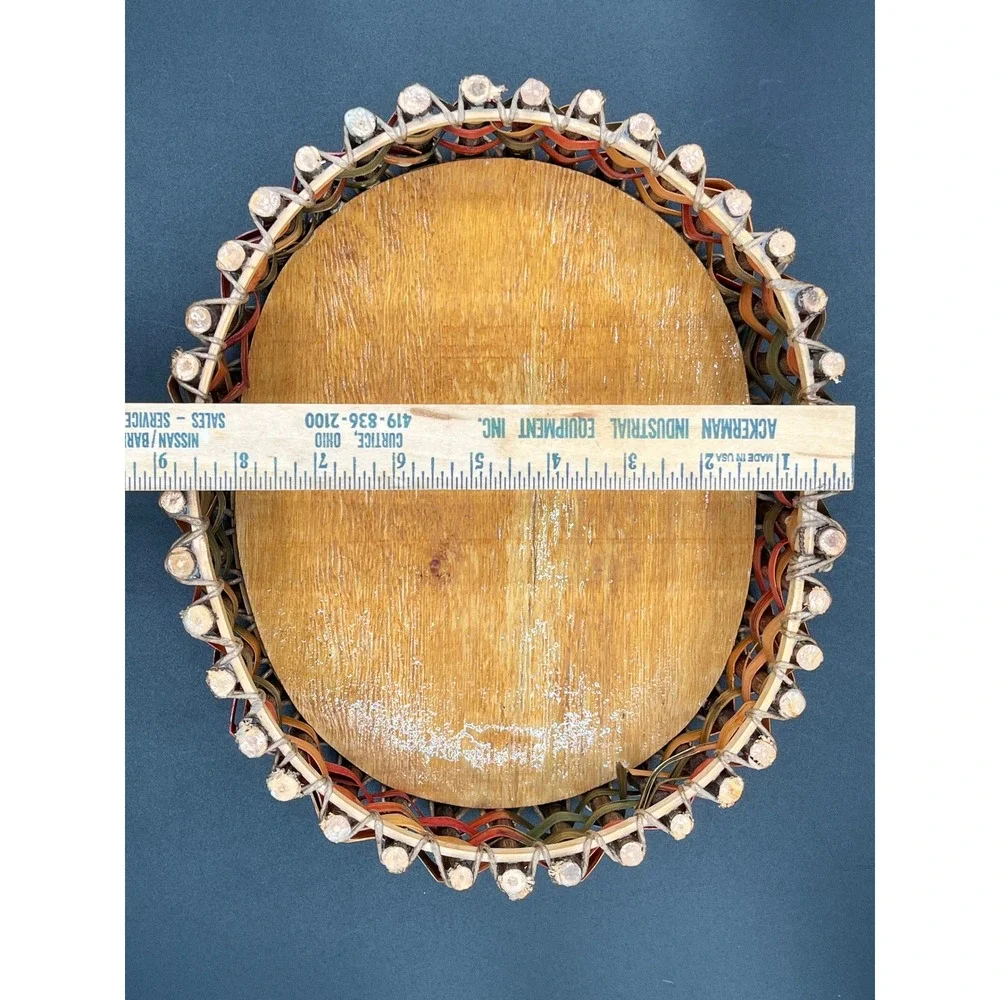 Rustic Twig Woven‎ Splint Oval Basket Multicolor Wood Base Farmhouse Decor 10.5